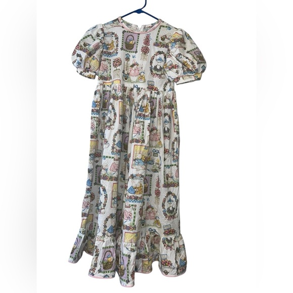 Daisy Kingdom Girls Dress Easter Parade Rabbit Puff Sleeves Bunny 7-8 Handmade - Picture 1 of 6